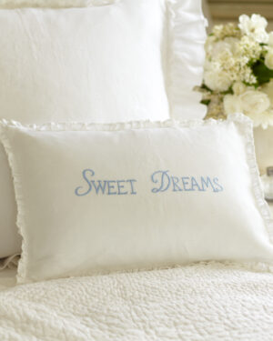 Sweet Dreams Blue Linen Boudoir Pillow