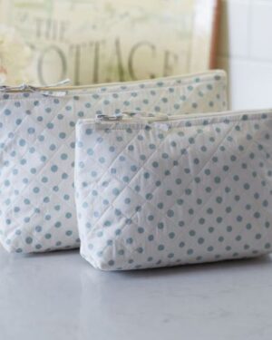 Polka Dot Aqua Cosmetic Bag 