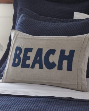 Beach Indigo on Natural Linen Pillow