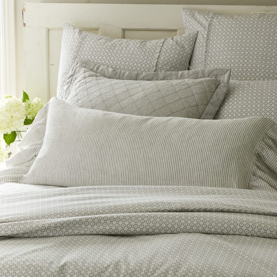 Pebble Pinstripe Linen Bolster Pillow Cover