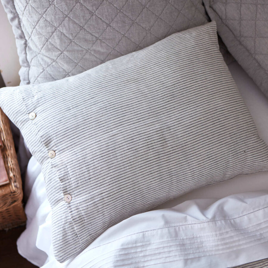 Pebble Pinstripe Linen Sham