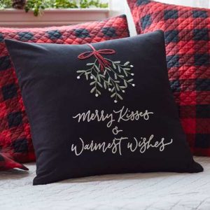 Merry Kisses and Warmest Wishes Christmas Pillow