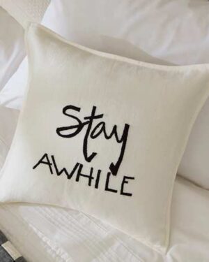 stay awhile black porch pillow