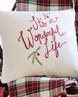 Christmas Its a wonderful life It's a wonderful life cream linen pillow