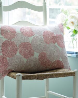 zinnia embroidered pillow