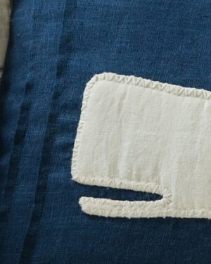 whale indigo detail pattern whale on indigo linen pillow
