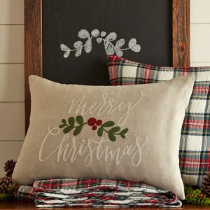 Merry Christmas Natural Pillow