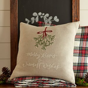 Merry Kisses and Warmest Wishes Natural Pillow