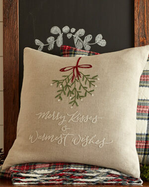 Merry Kisses and Warmest Wishes Natural Pillow