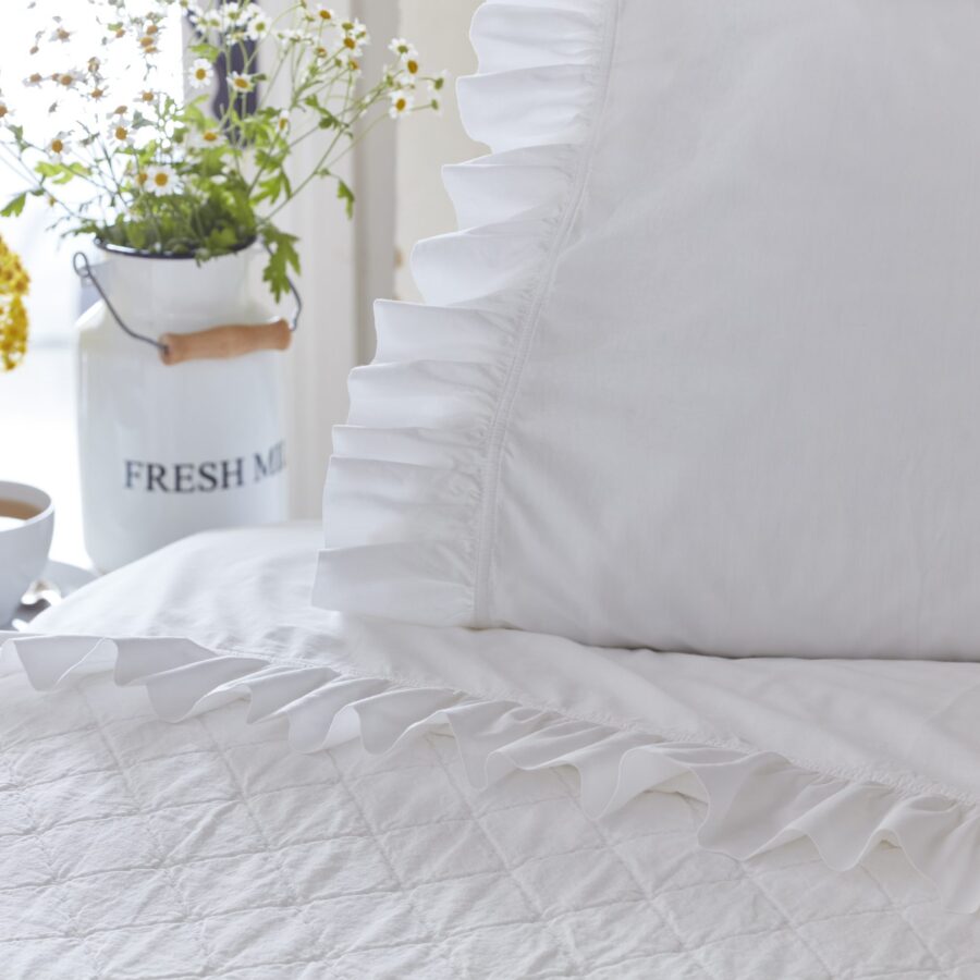Ruffle White Sheet Set bed pillow