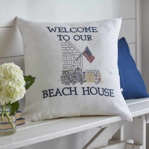 Welcome to our beach house pillow