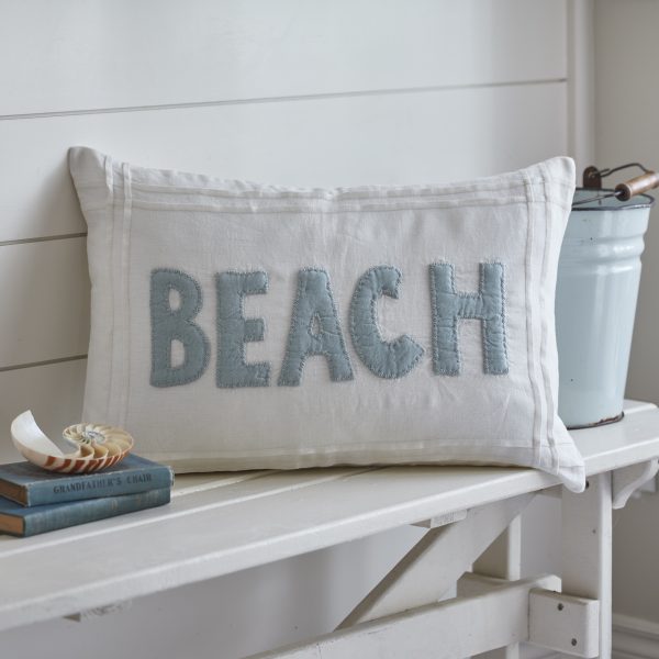 Beach Aqua on White Linen Pillow