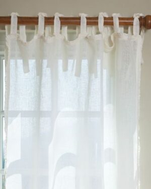 Cream ruffle curtain panel