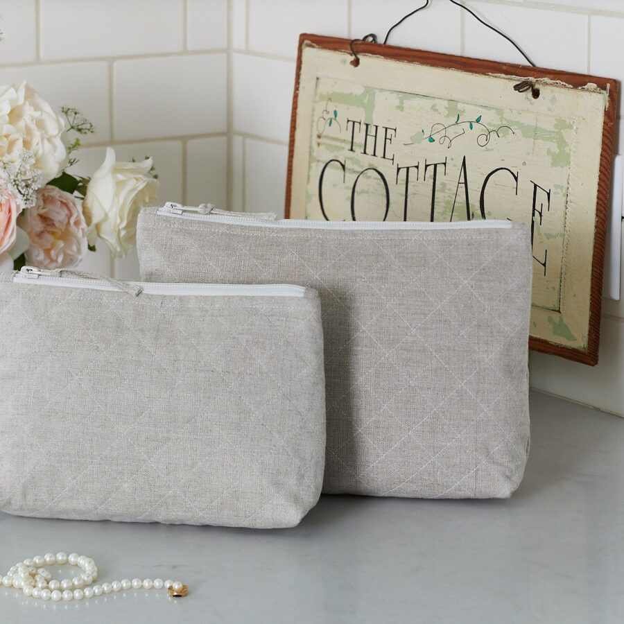 Natural Linen Cosmetic Bag