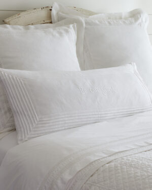 Be Our Guest White Linen Pillow Boudoir