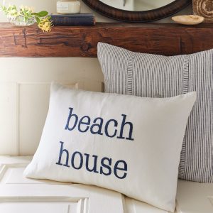 Beach House Indigo on white linen