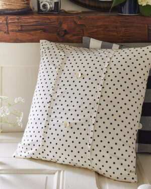 black polka dot porch pillow