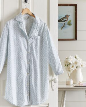 Blue Carolina Night Shirt Nightgown PJ Pajama Set Nightwear