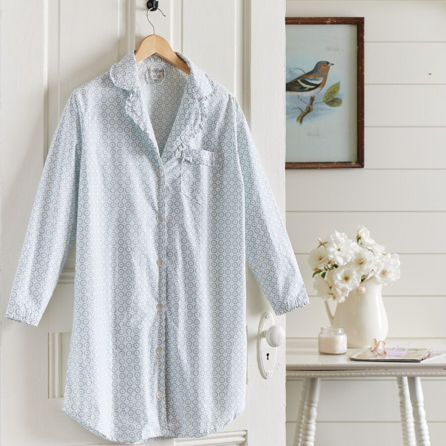 Blue Carolina Night Shirt Nightgown PJ Pajama Set Nightwear