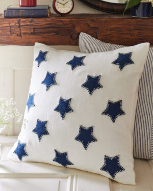 Blue Stars on White Pillow