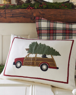 Christmas Woody car tree dog pillow