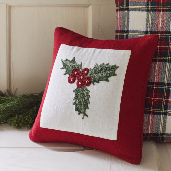 holly berries pillow