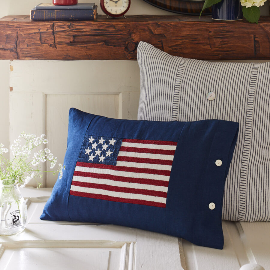 indigo flag boudoir pillow