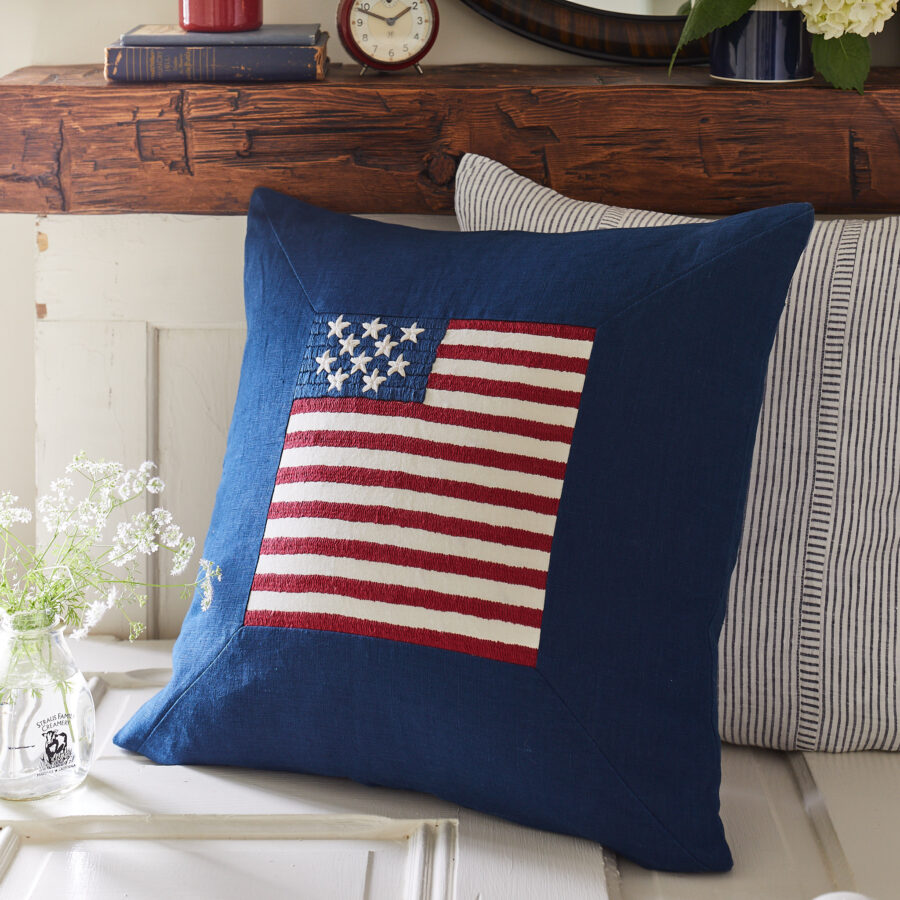 indigo flag porch pillow