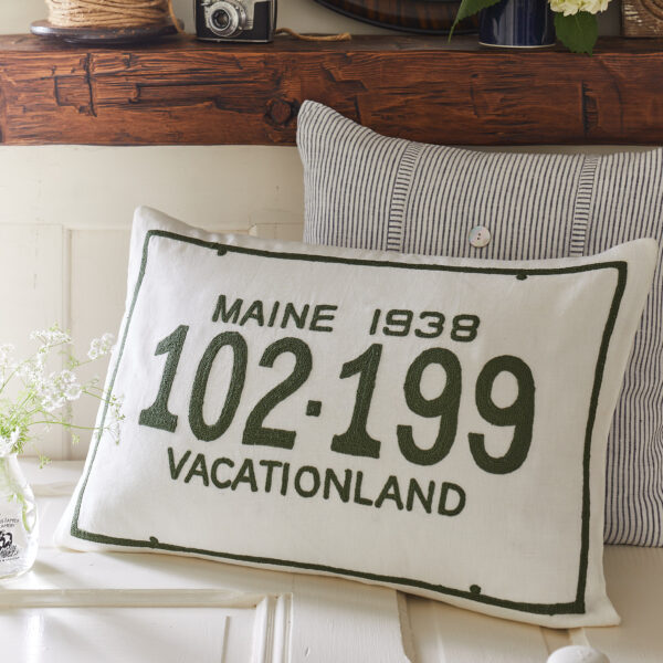 Maine license plate pillow