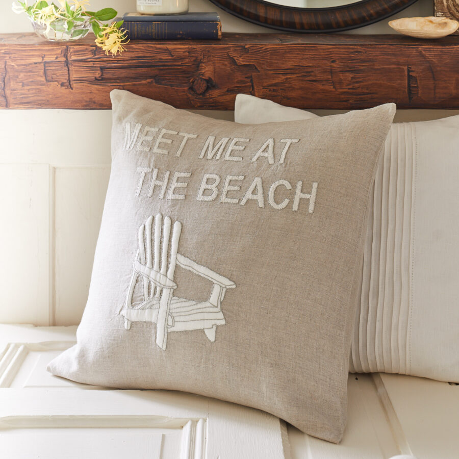 meet me at the beach natural pillow