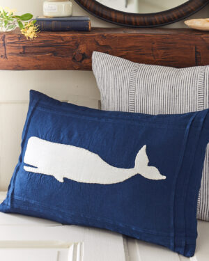 White Whale on Indigo Pillow