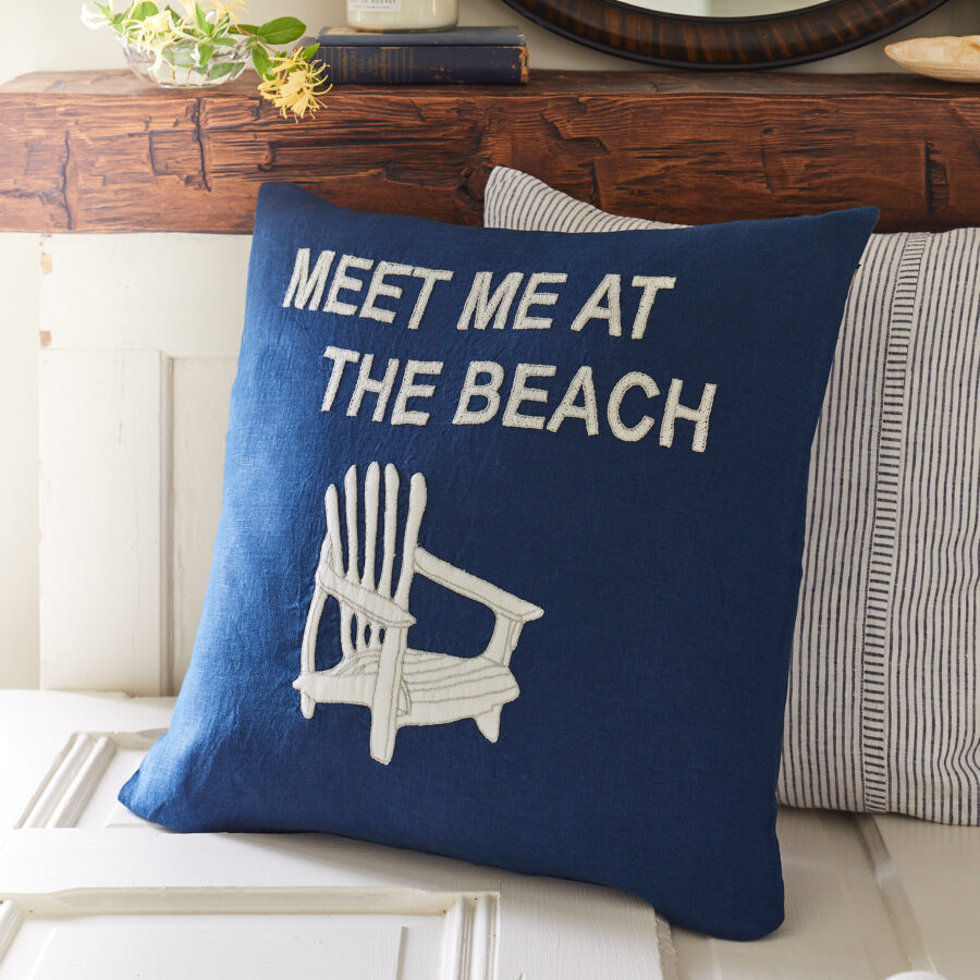 Meet Me at the Beach Indigo Pillow