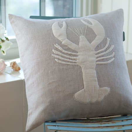 White Linen Lobster Pillow