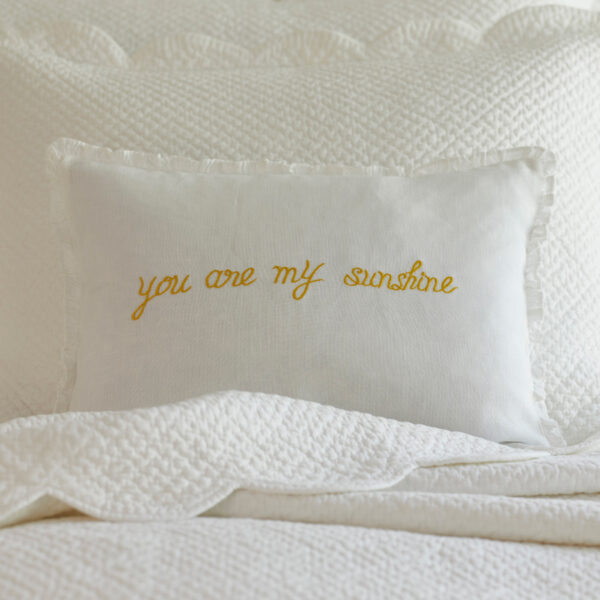 You Are My Sunshine Dijon on White Linen Boudoir Pillow