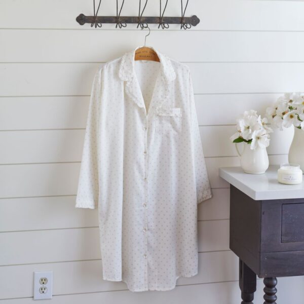 Polka Dot Twill Nightshirt - Petal