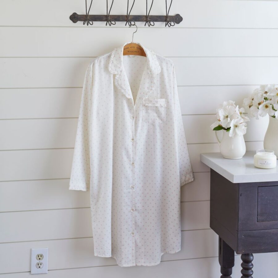 Polka Dot Twill Nightshirt - Petal