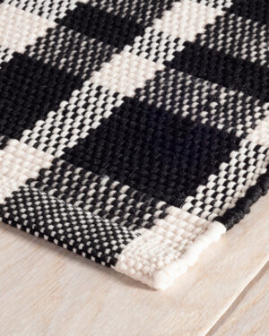 Tattersall Black Handwoven Indoor/Outdoor Rug - Image 2