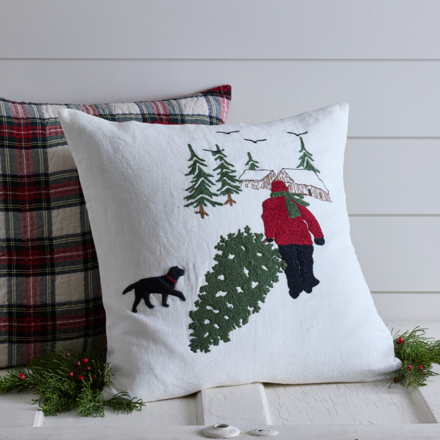 Fetching the Tree Throw Pillow