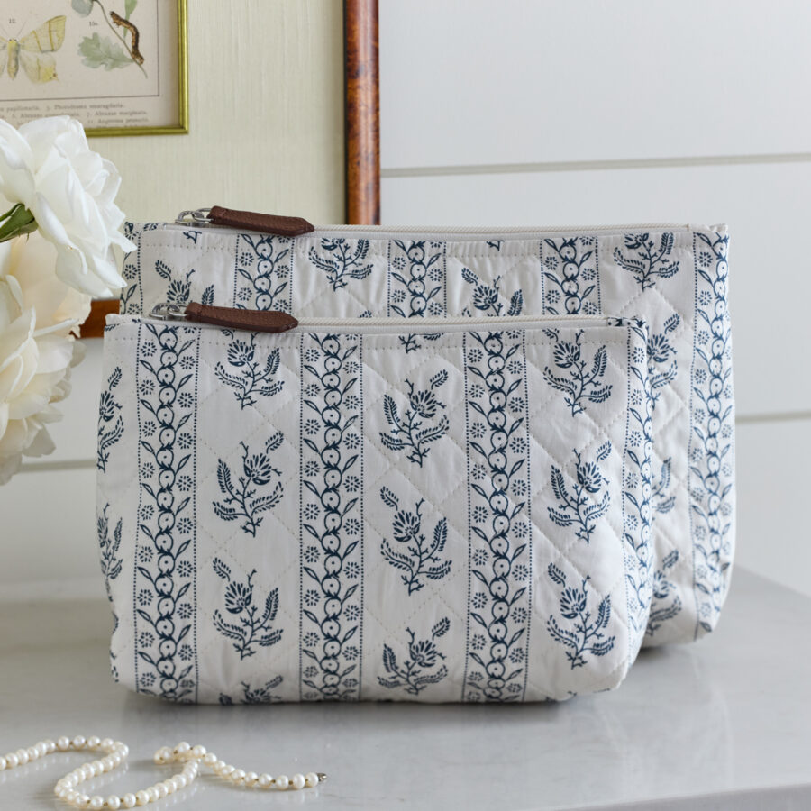 Floral Stripe Cosmetic Bag