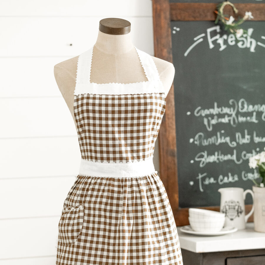 Gingham Brown Apron