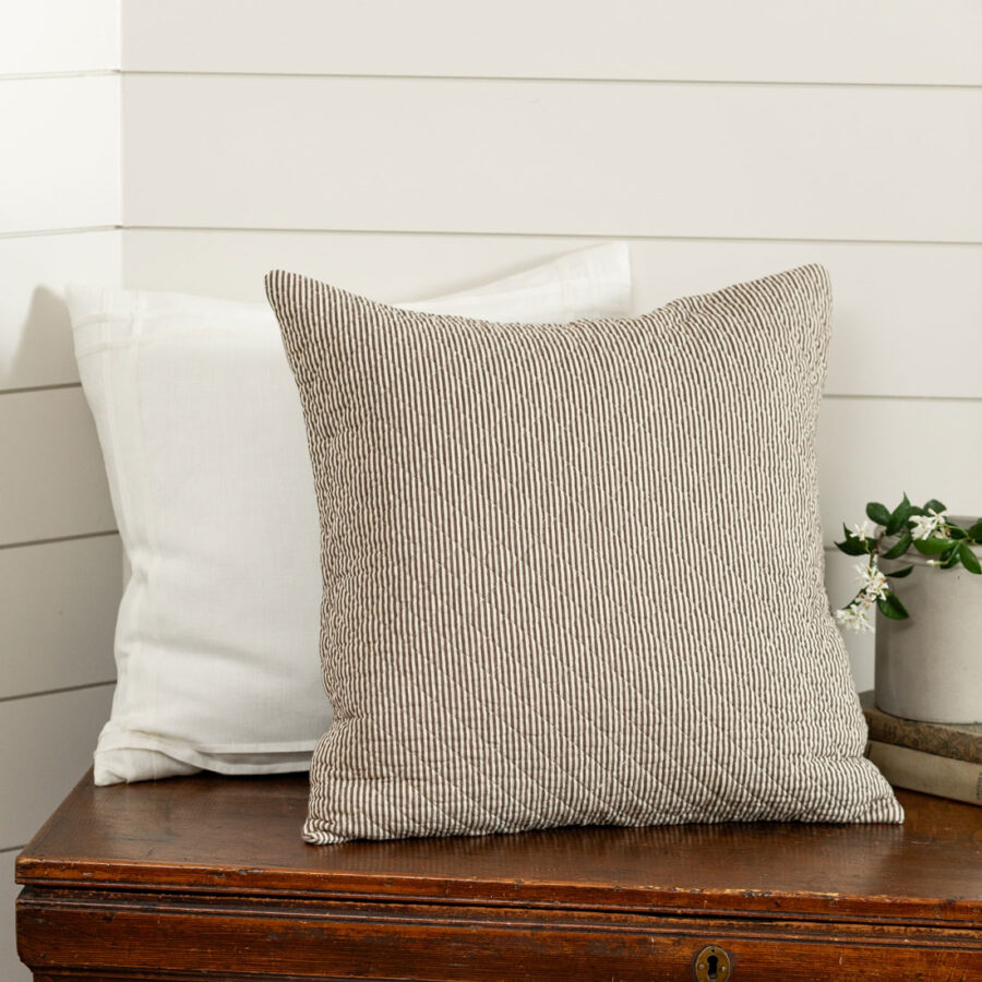 Farmhouse Brown Quilted Throw Pillow
