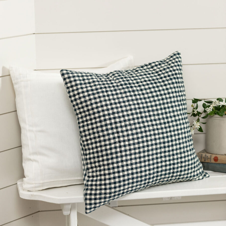 Gingham Indigo Throw Pillow