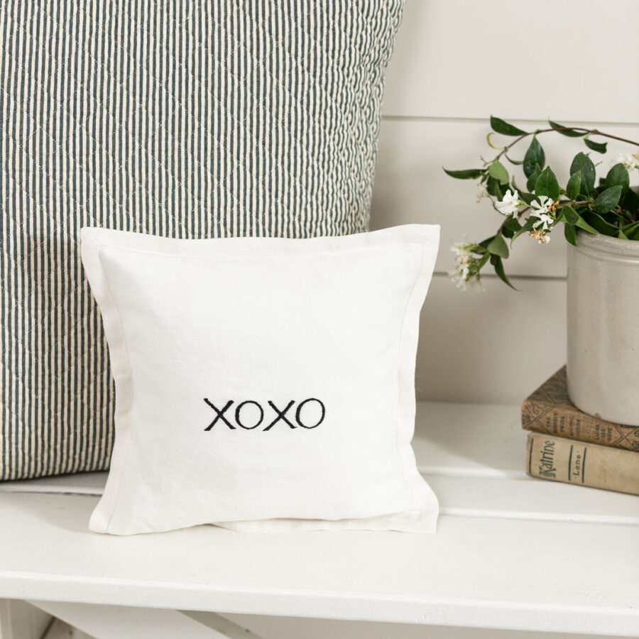 XOXO Black on Cream Linen Toss Pillow