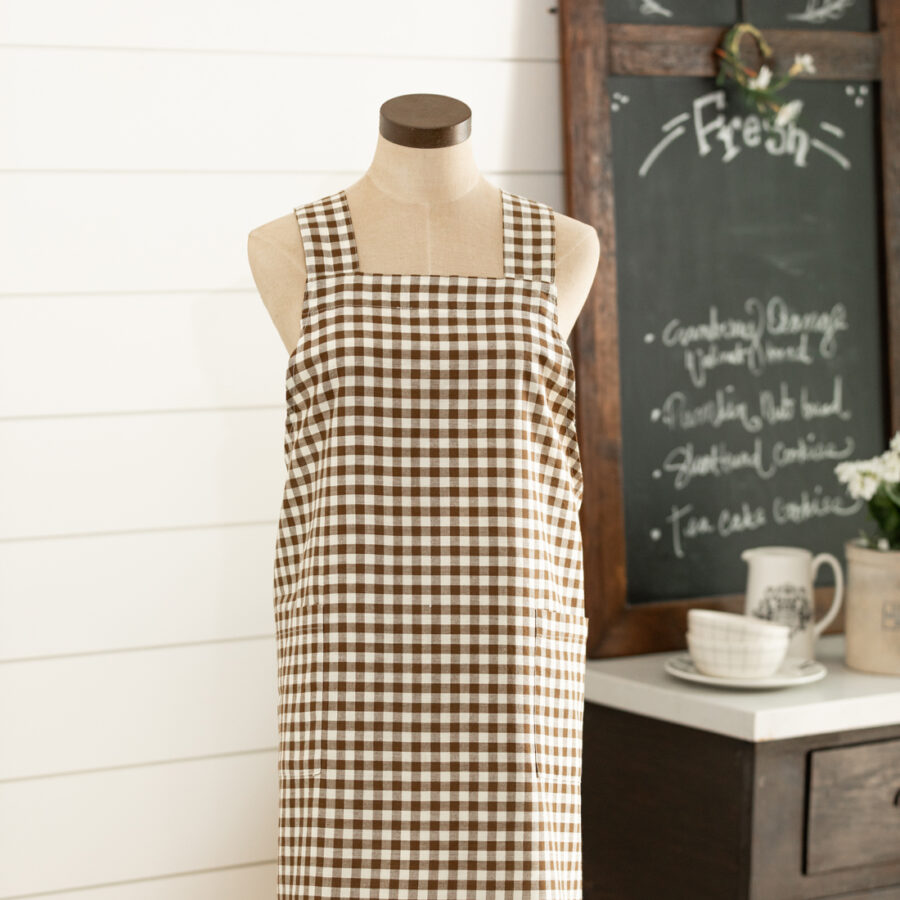 Gingham Brown Farmhouse Apron