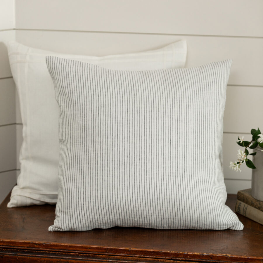 Pebble Pinstripe Linen Porch Pillow Cover