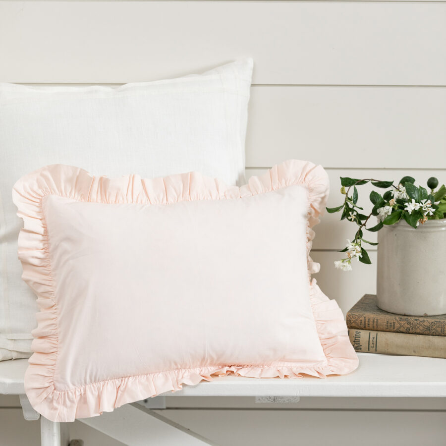 Ruffled Percale Petal Boudoir Pillow